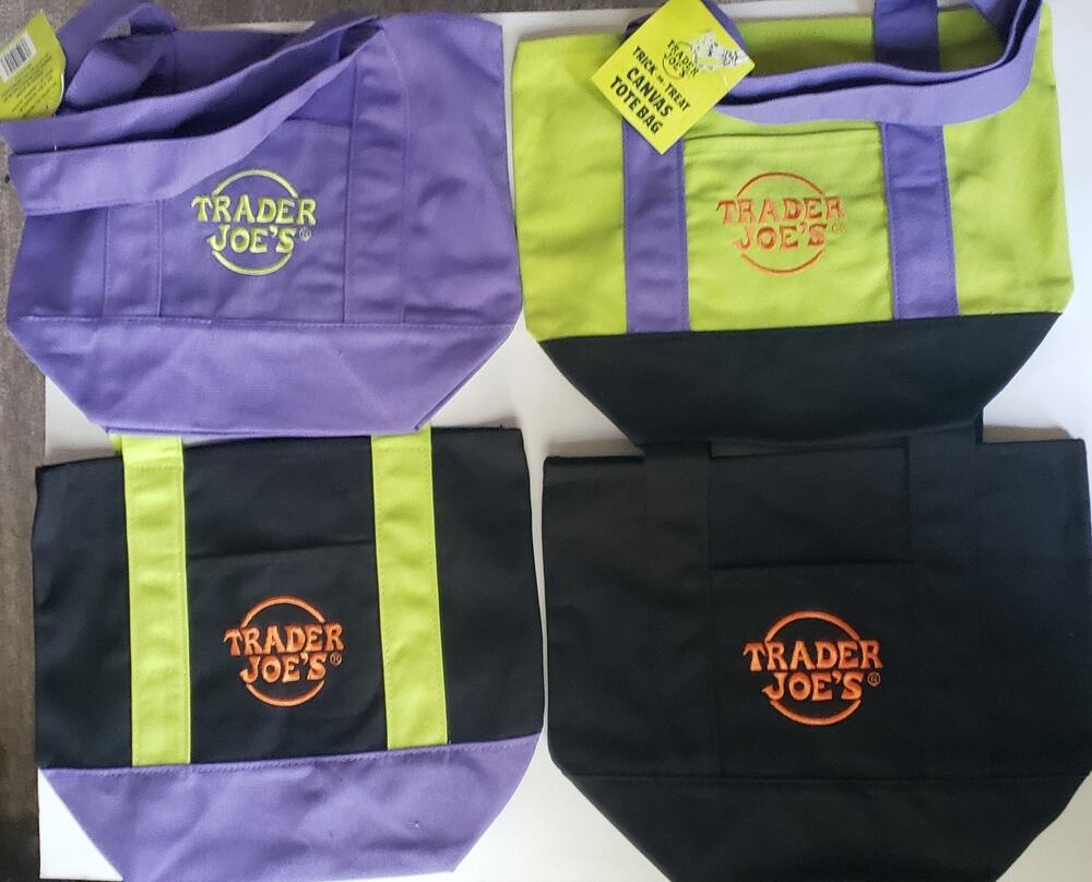 2026 Trader Joe's Halloween Mini Canvas Tote Bags Set of 4 NWT All 4 Colors